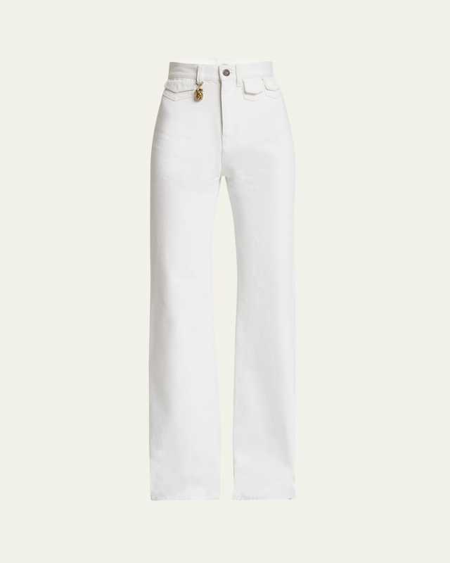 High Rise Flared Jeans, White
